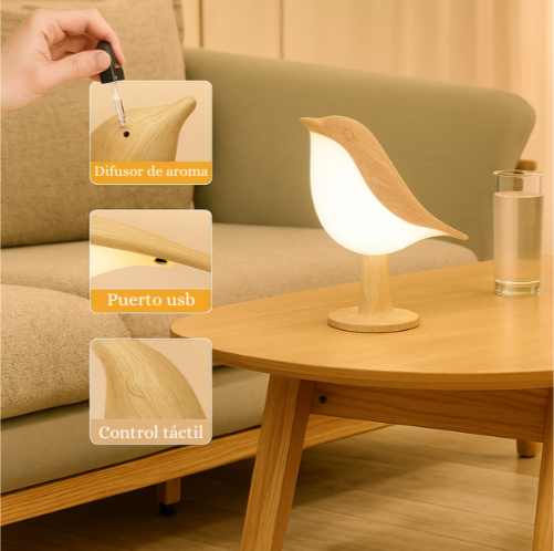 Lampara humidificador pajaro